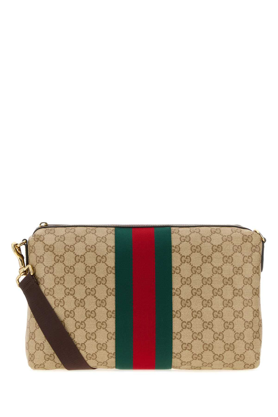 Gucci Exterior: 100% Fabric; Lining: 100% Fabric; Finishing: Golden metal crossbody bag in beige