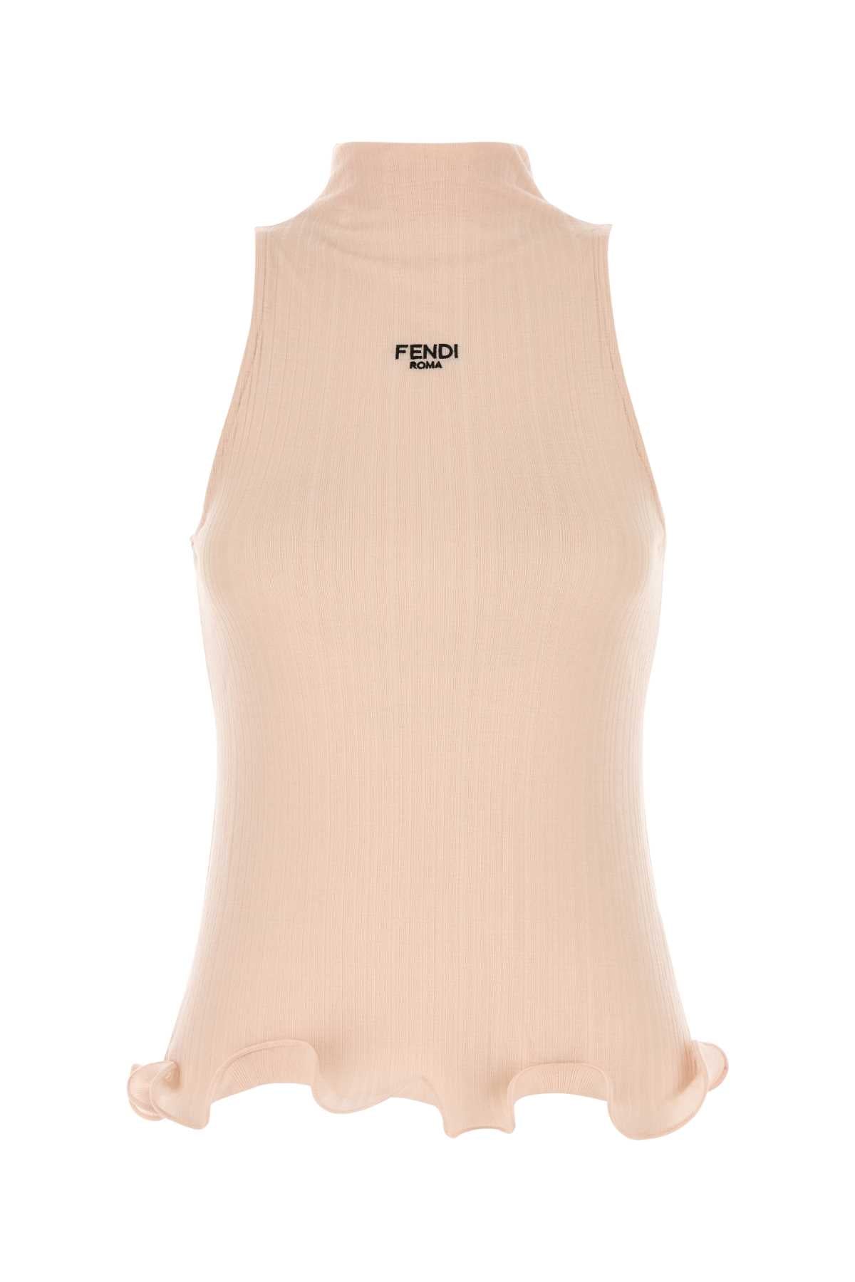 Light Pink Cotton Tank Top Pale Rose-25 Exterior: Maglie