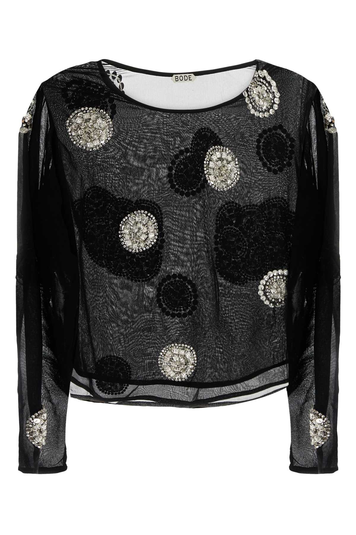 Black Crepe Brooch Top Exterior: Silk Lining: Maglie