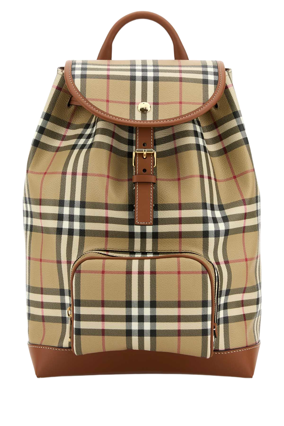 Printed Canvas Backpack Vntgchkbriarbrown Polyurethane Polyester Cotton Zaini