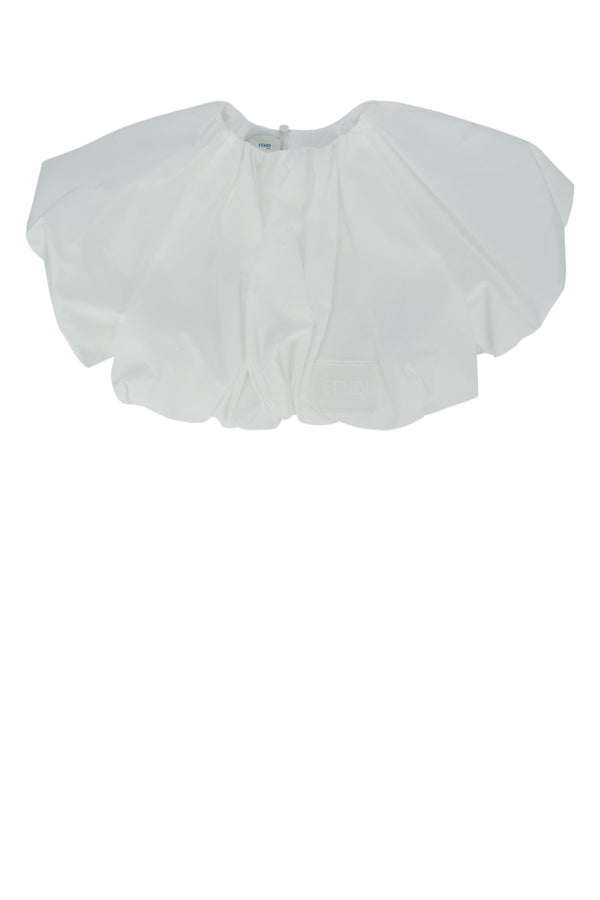 Fendi Kids Popeline Cotton with polyester embroidery and modal button blouse in white