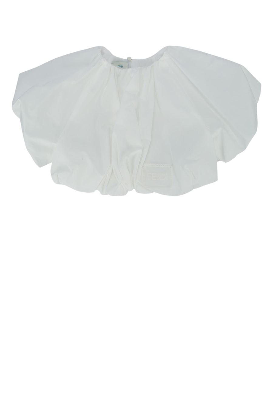 Fendi Kids Popeline Cotton with polyester embroidery and modal button blouse in white