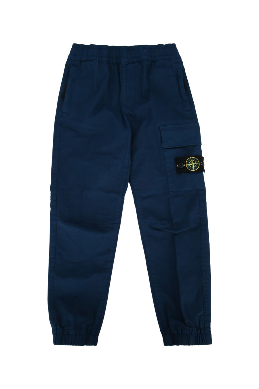Stone Island Kids 95% Cotton cargo pants in navy