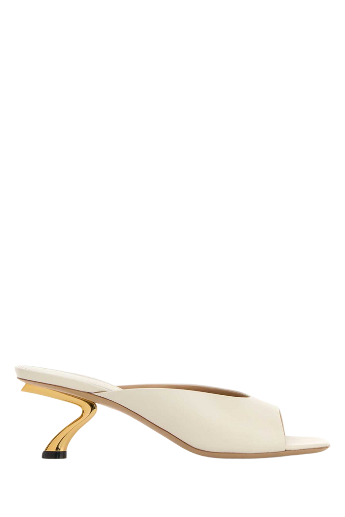 Ivory Leather Igea Mules Mascarpone Scarpe Con Tacco