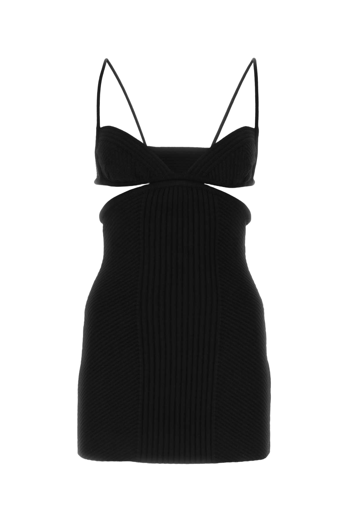 Black Viscose Blend Mini Dress Abiti