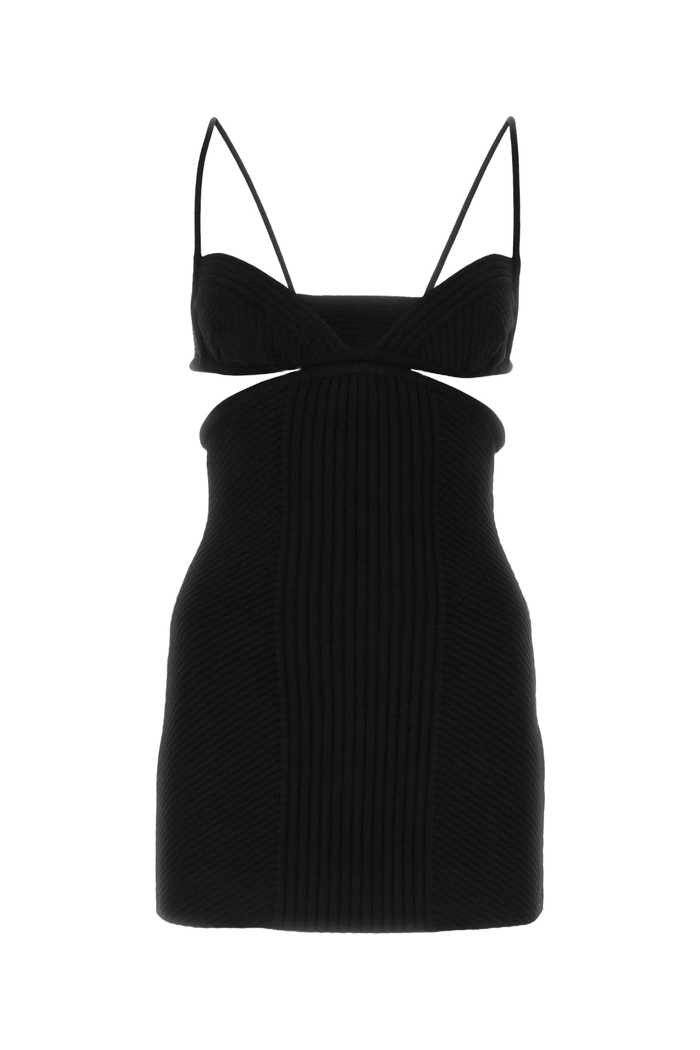 Black Viscose Blend Mini Dress Abiti