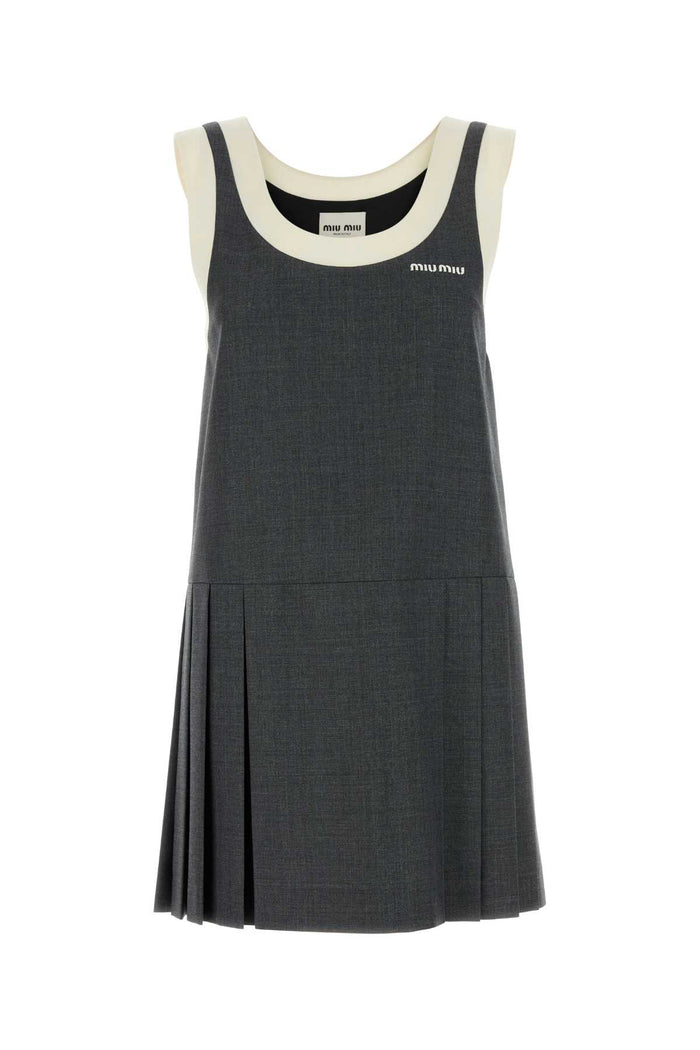 Dark Grey Wool Mini Dress Ardesia Abiti