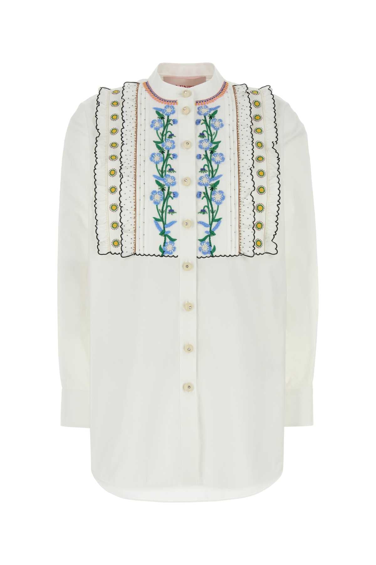 White Poplin Shirt Biancomulticolor Exterior: Cotton Camicie