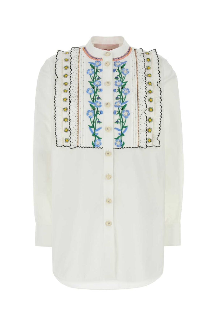 White Poplin Shirt Biancomulticolor Exterior: Cotton Camicie