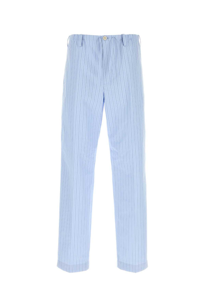 Embroidered Poplin Penny Pyjama Pant Lightblue Pantaloni