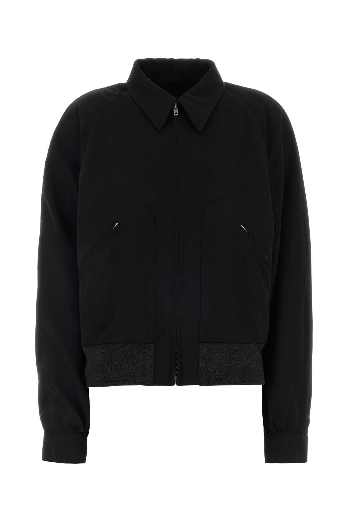 Black Wool Bomber Jacket Exterior: Virgin Giubbini