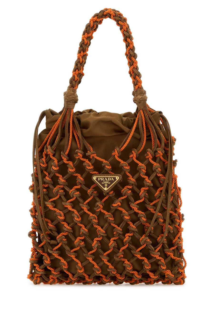 Prada Mano 100% Recycled Polyamide shoulder bag in brown