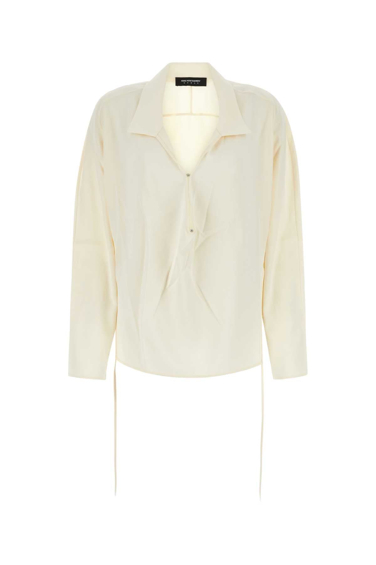 Ivory Satin Shirt White Exterior: Viscose Cotton Camicie