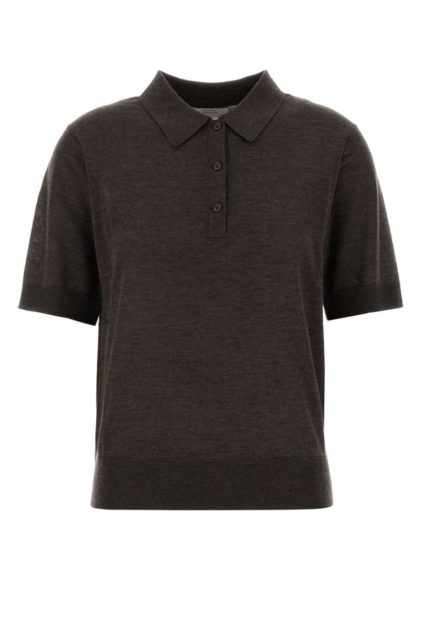 Loulou De Saison Fine 100% Cashmere polo in brown