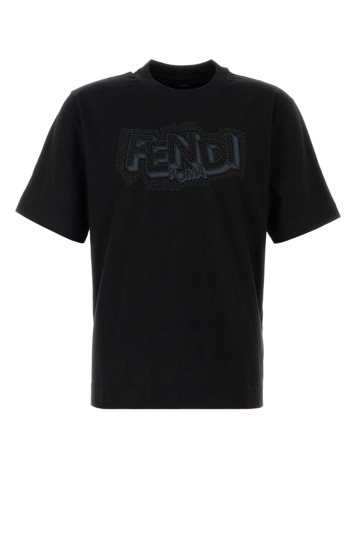 Black Cotton T-Shirt Nero Exterior