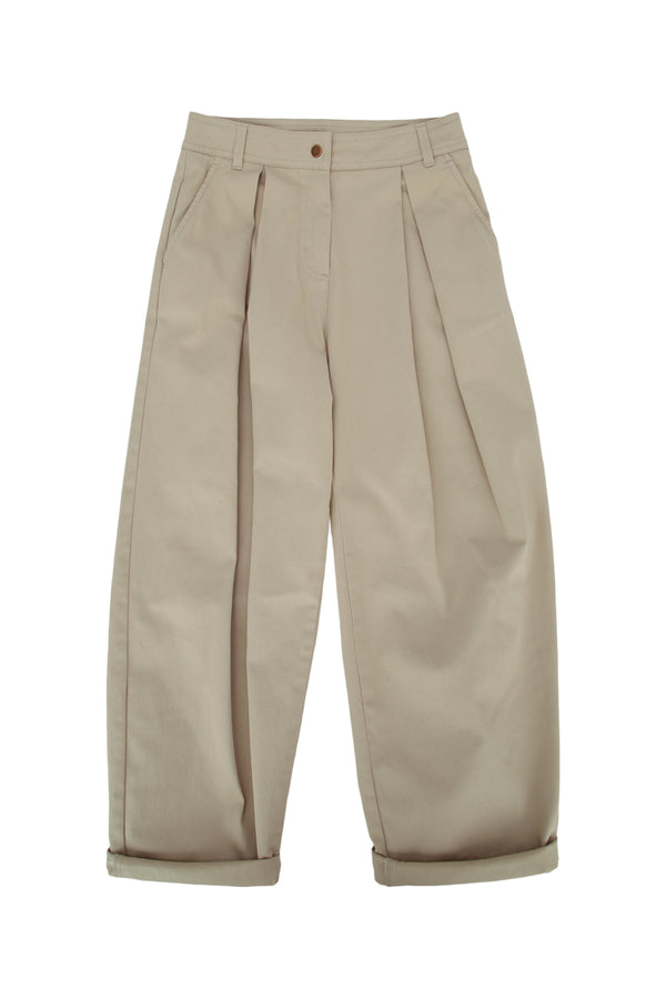 Moncler Jr 97% cotton trousers in beige