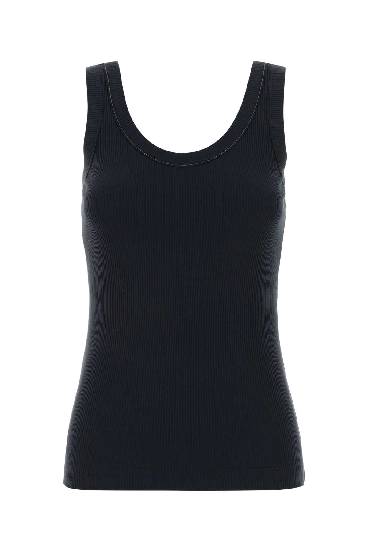 Dark Blue Stretch Cotton Tank Top C4224 Exterior: Elastane Maglie