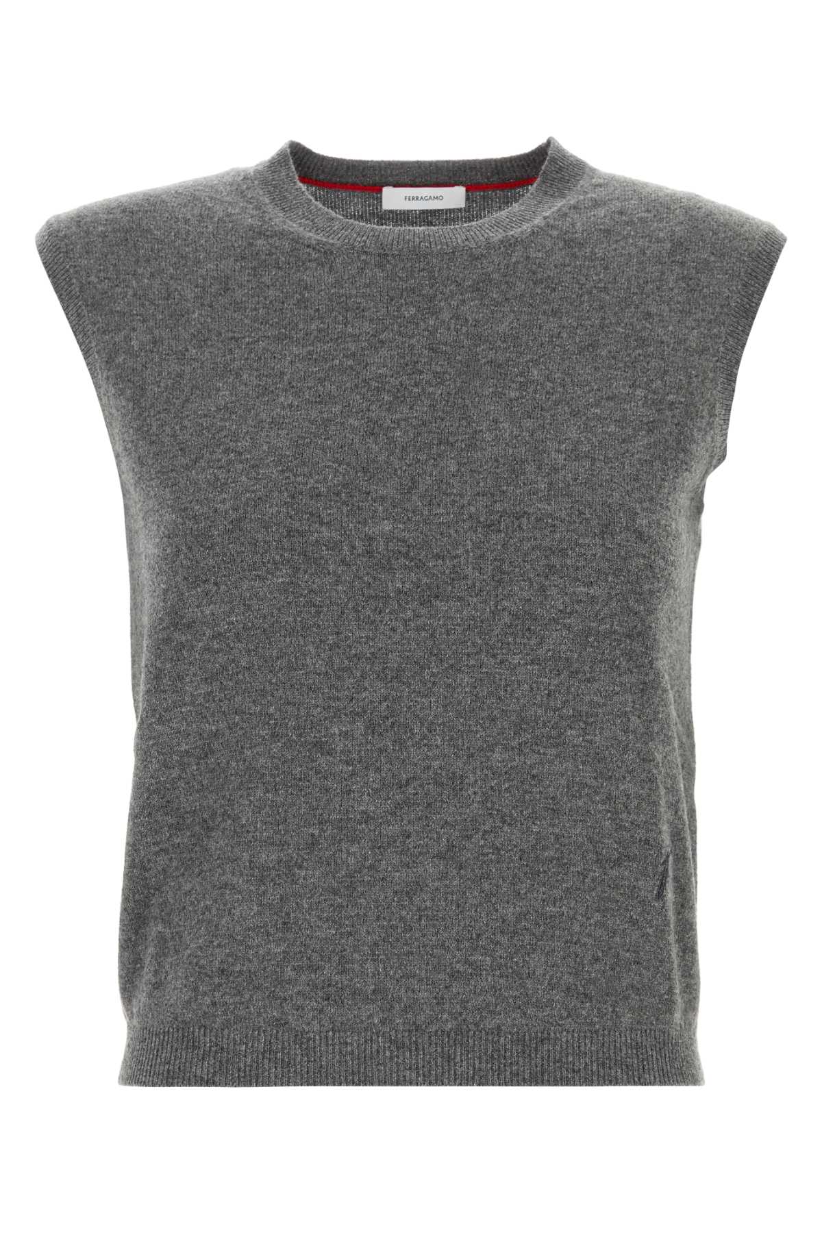 Grey Stretch Cashmere Blend Vest Grigiomelange Ws-pa-ea Maglieria