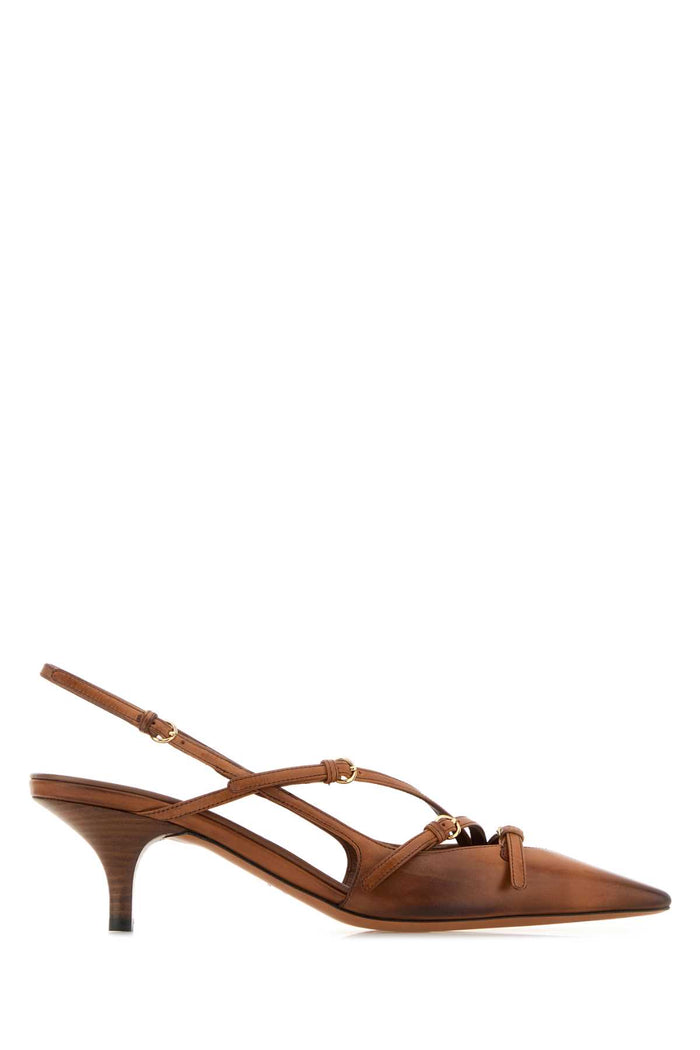 Camel Leather Pumps Cognac Scarpe Con Tacco