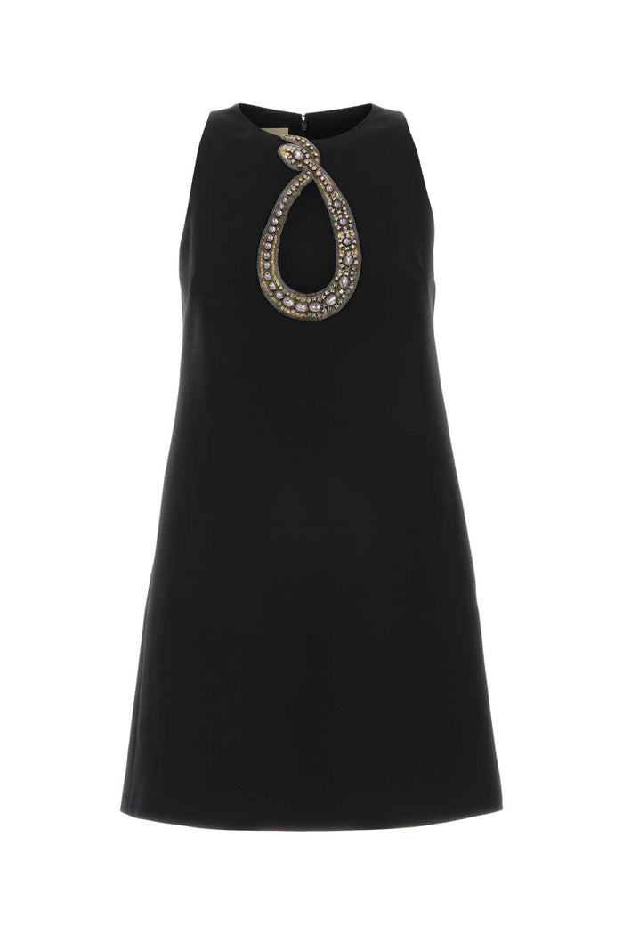 Black Crepe Couture Mini Dress Nerogoldsilver Abiti