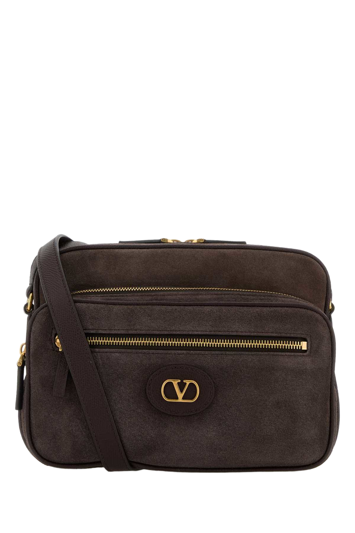 Dark Brown Suede Antibes Crossbody Bag Testadimorooakbrown Cowhide - Bos Taurus Borse A Tracolla