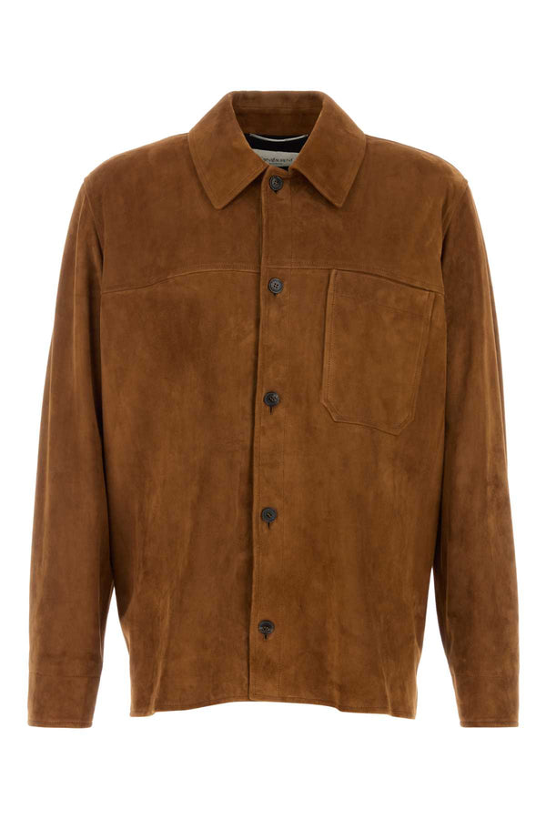 Saint Laurent Poche Exterior: 100% Lamb; Lining: 73% Acetate jacket in brown