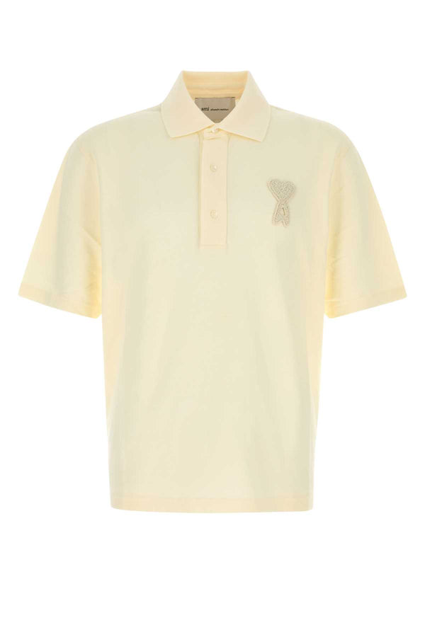 AMI Paris Polo 100% Cotton polo shirt in cream