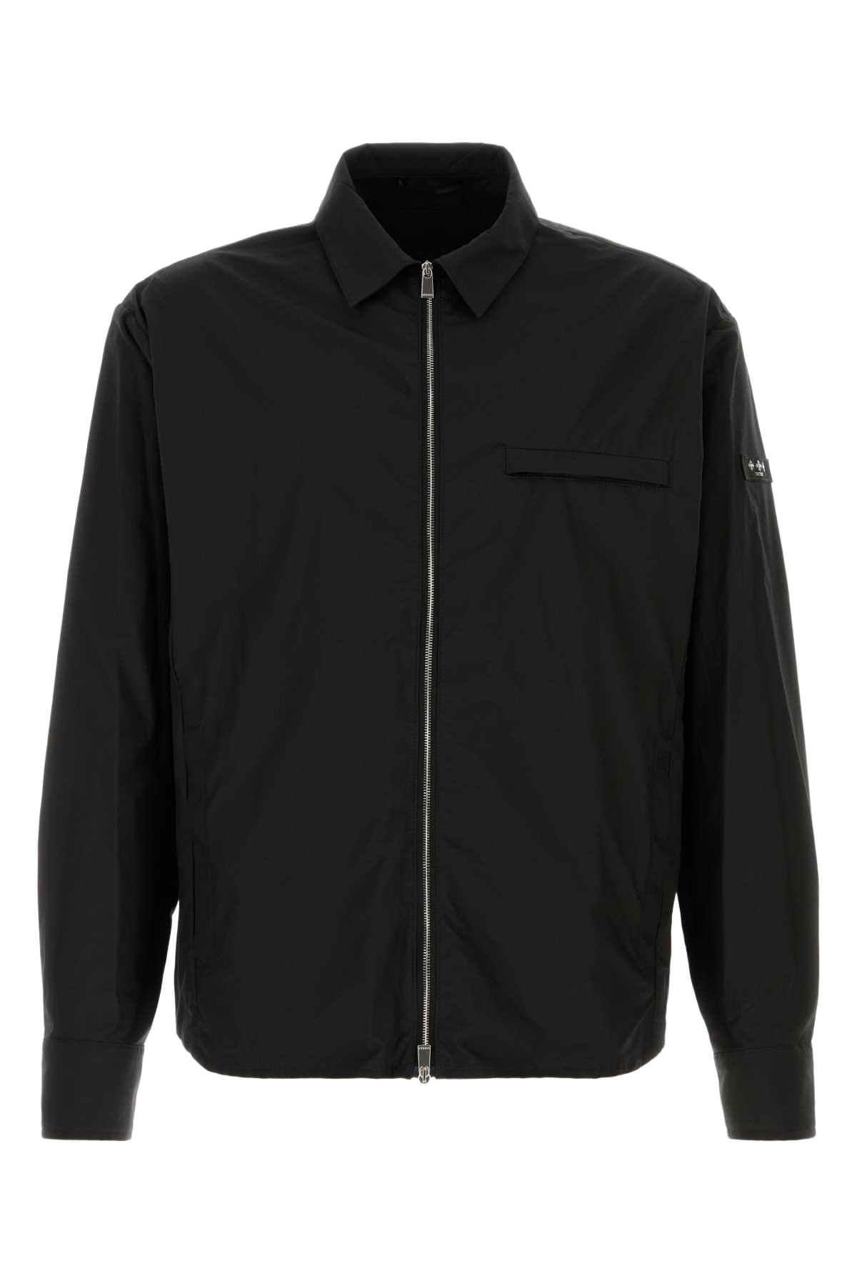 Black Cotton Blend Lamide Shirt Exterior: Silk T-shirt