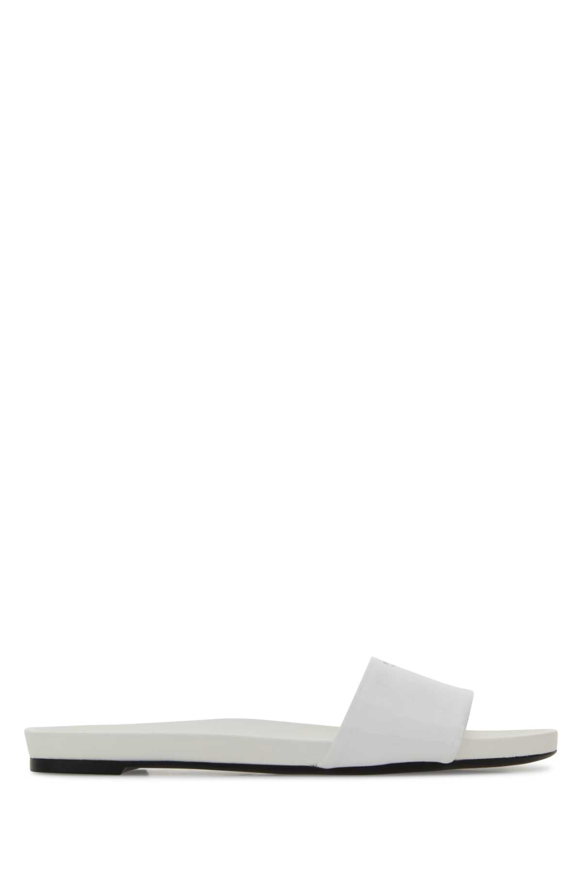 White Leather Slippers Bianco