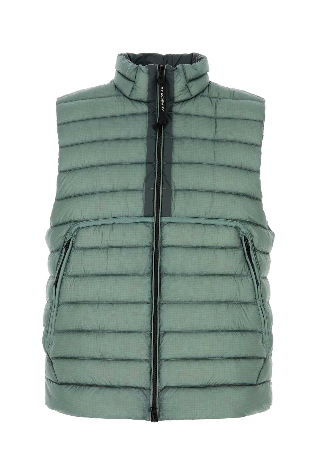 Green Nylon Down Jacket Silverblue Piumini