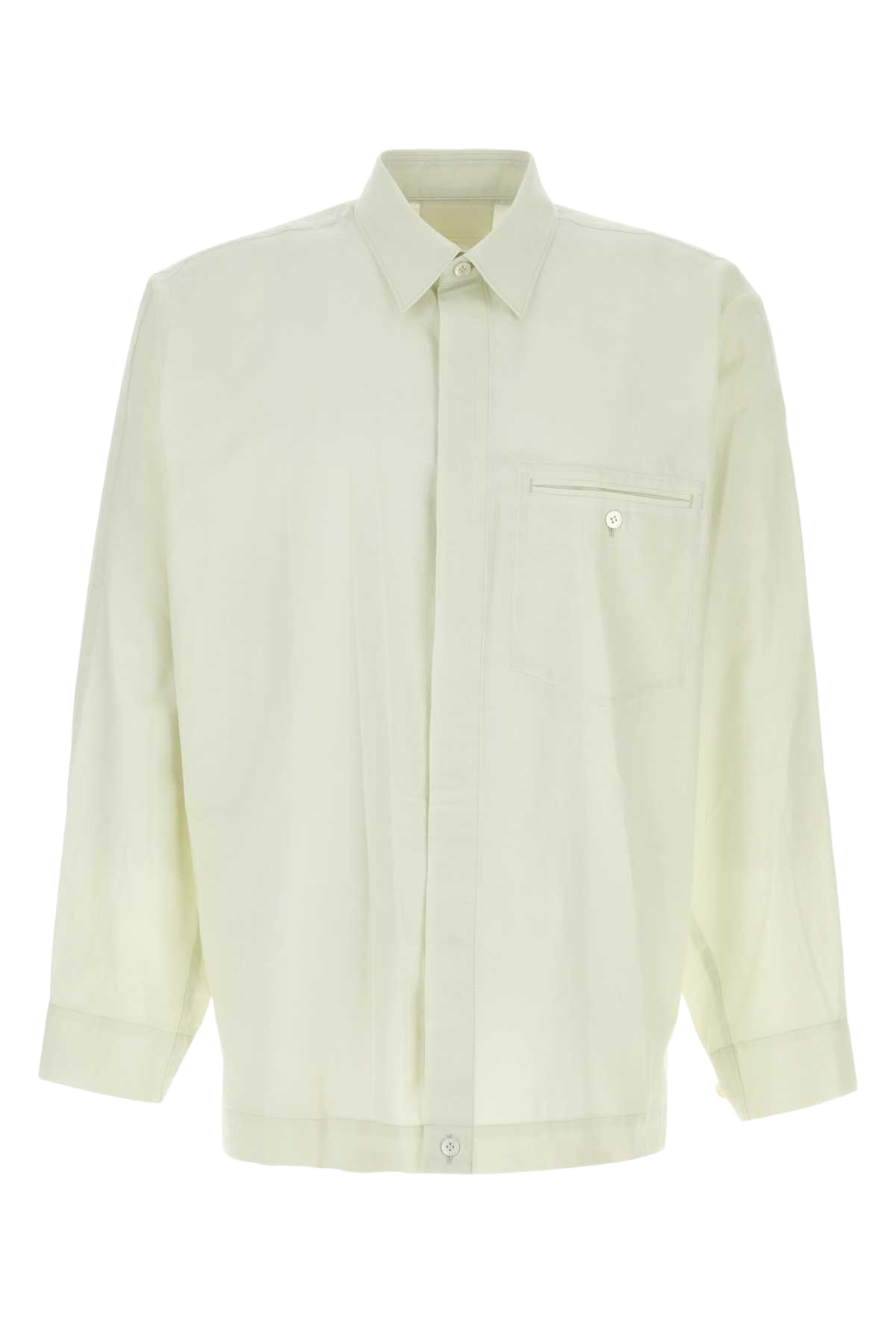 Light Green Cotton Shirt Whitegreen Exterior: Camicie