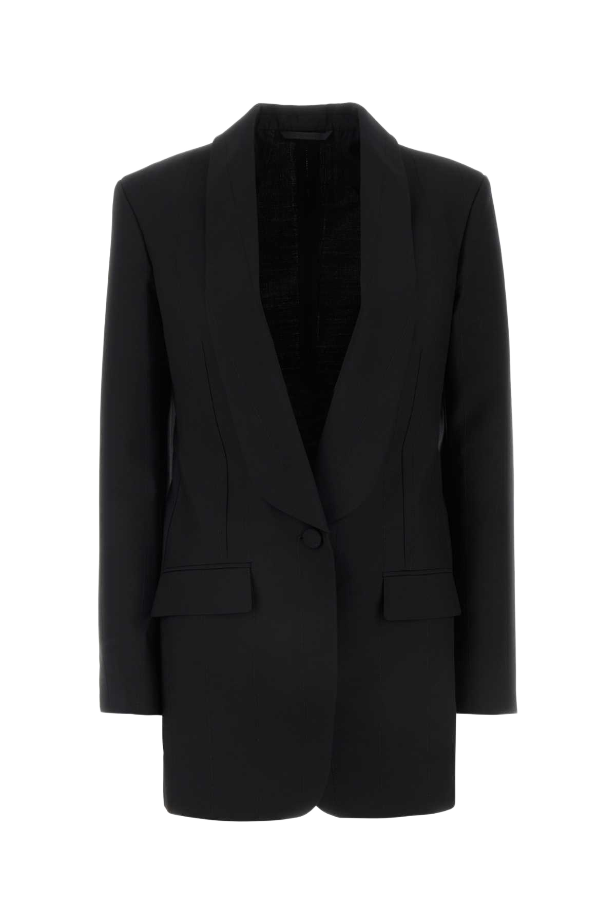 Black Stretch Wool Blend Blazer Giacche E Gilet