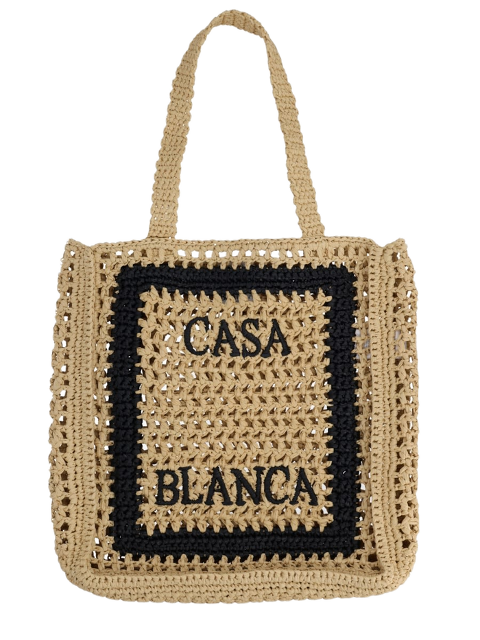 Tote Bag With Logo Beige Viscose Handbags