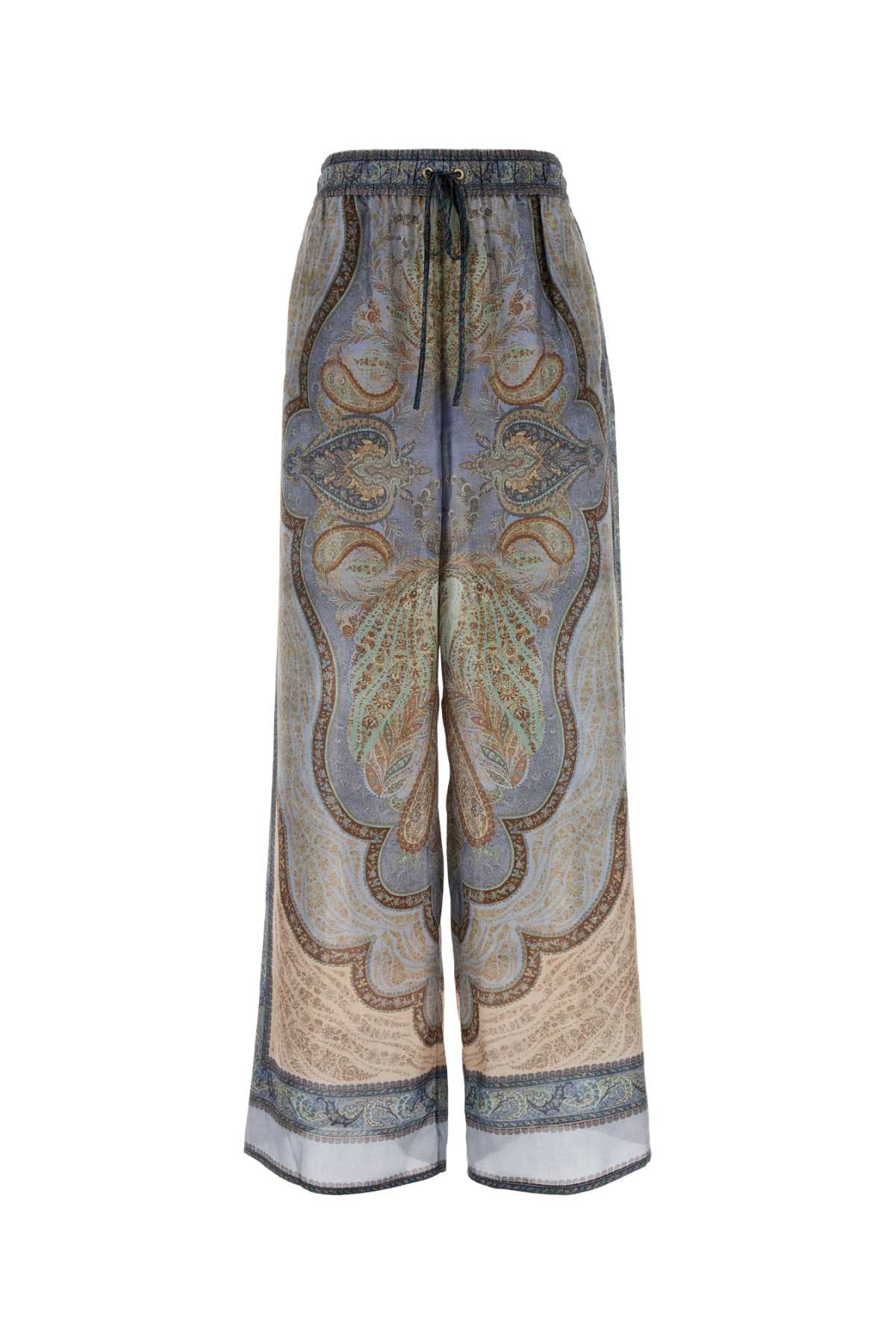 Tapestrybluemulti Silk Pantaloni