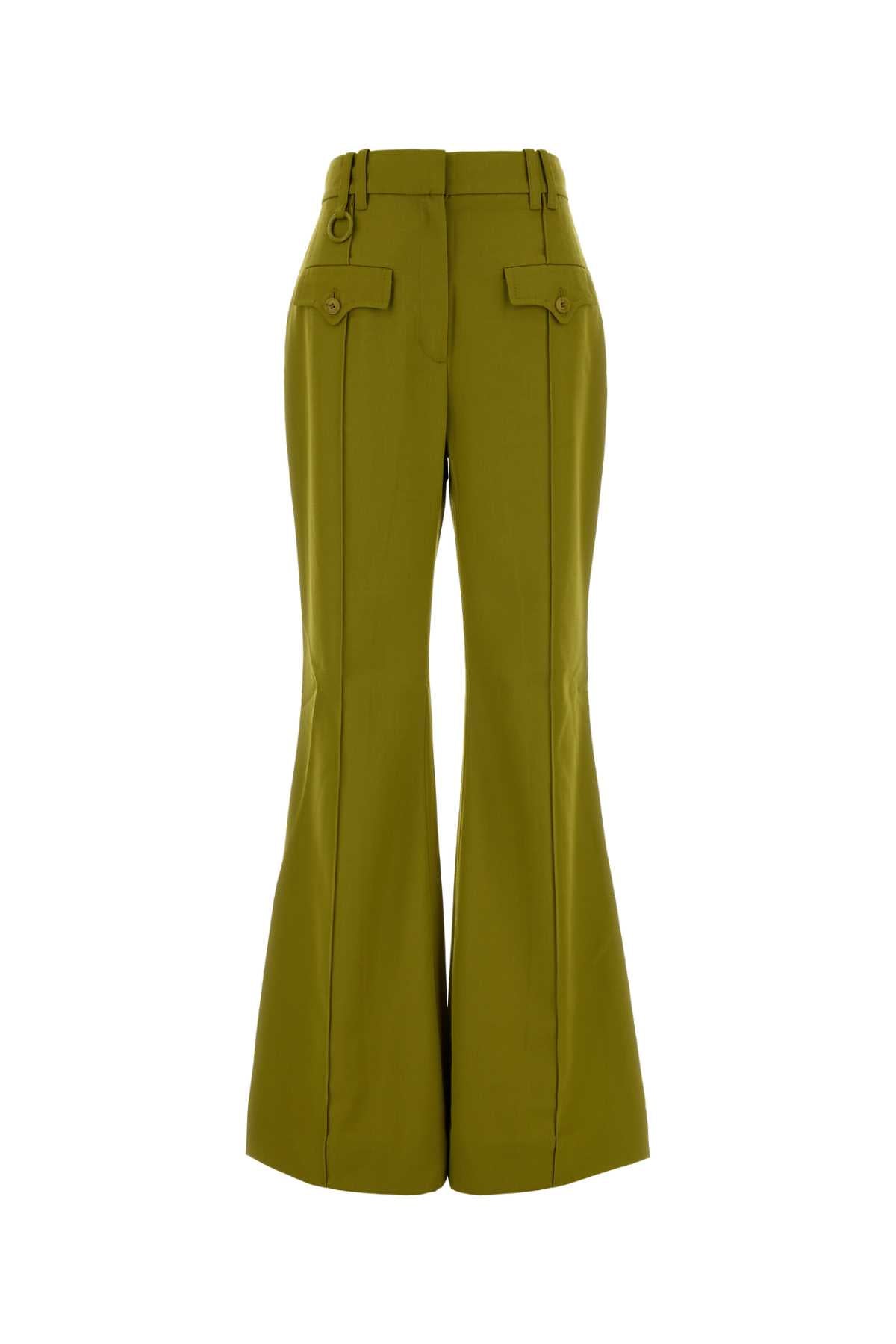 Pistachio Polyester Wool Pantaloni