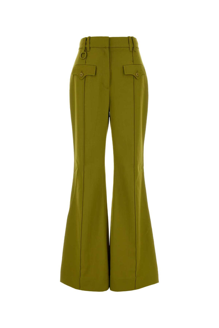 Pistachio Polyester Wool Pantaloni
