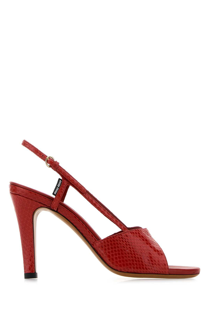 Red Leather Sandals Rosso Sandali