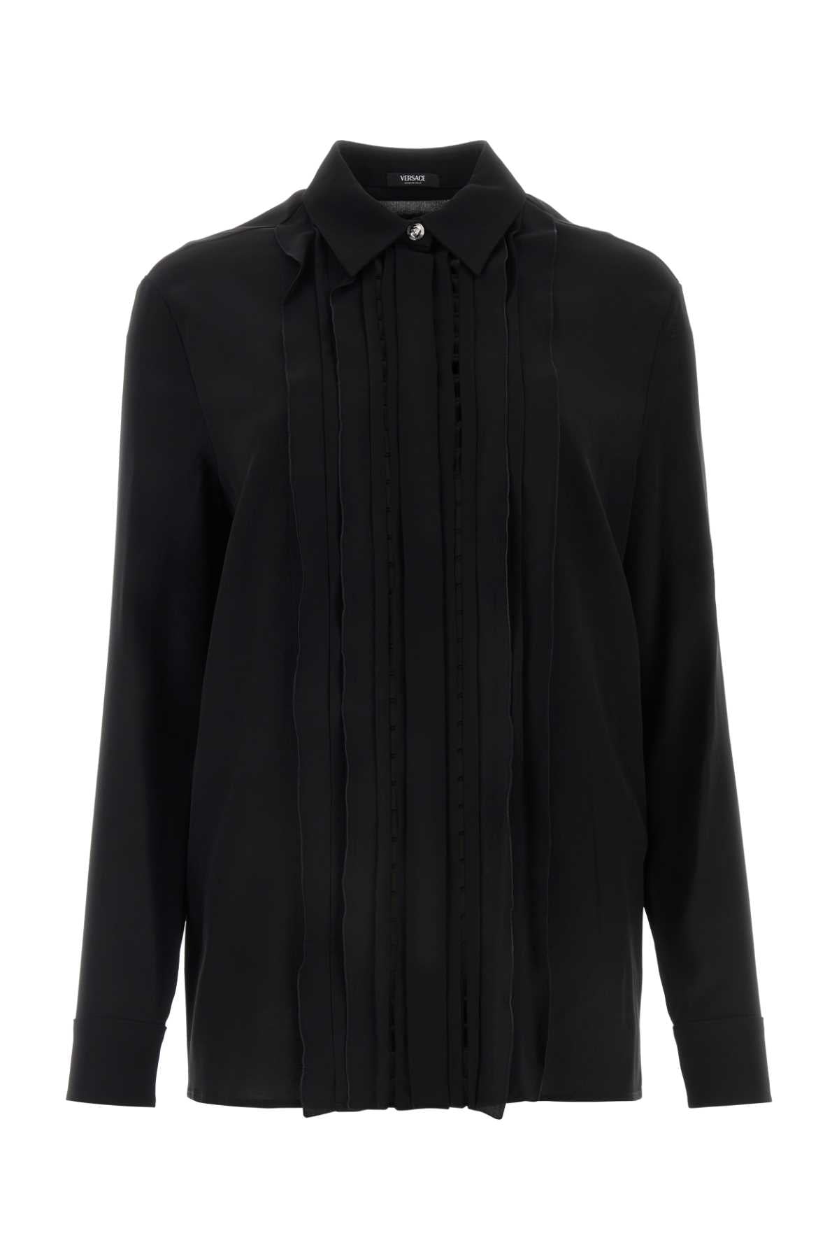 Black Crepe Shirt 1b000 Exterior: Silk Camicie