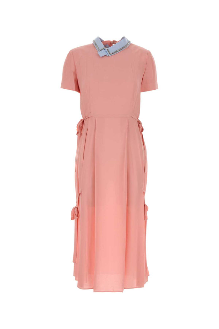 Pink Crepe Dress Rosa Exterior: Viscose Abiti