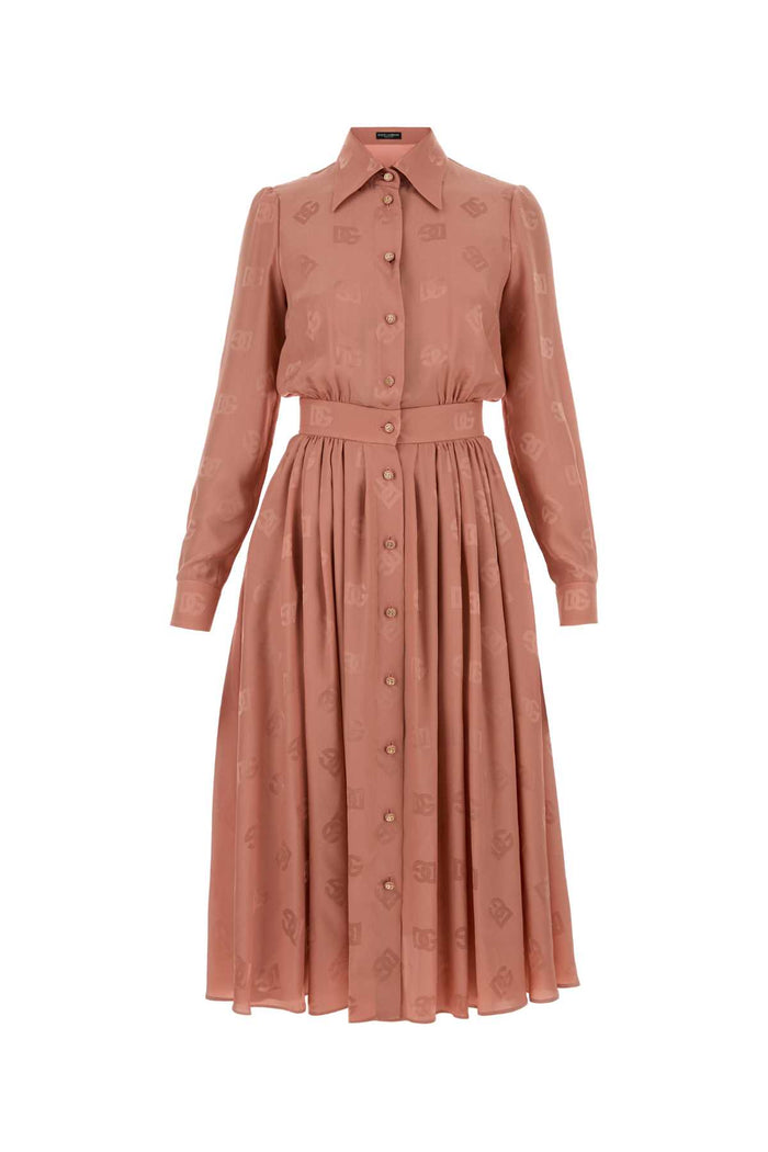 Antiqued Pink Silk Shirt Dress Rosapolvere Exterior: Abiti