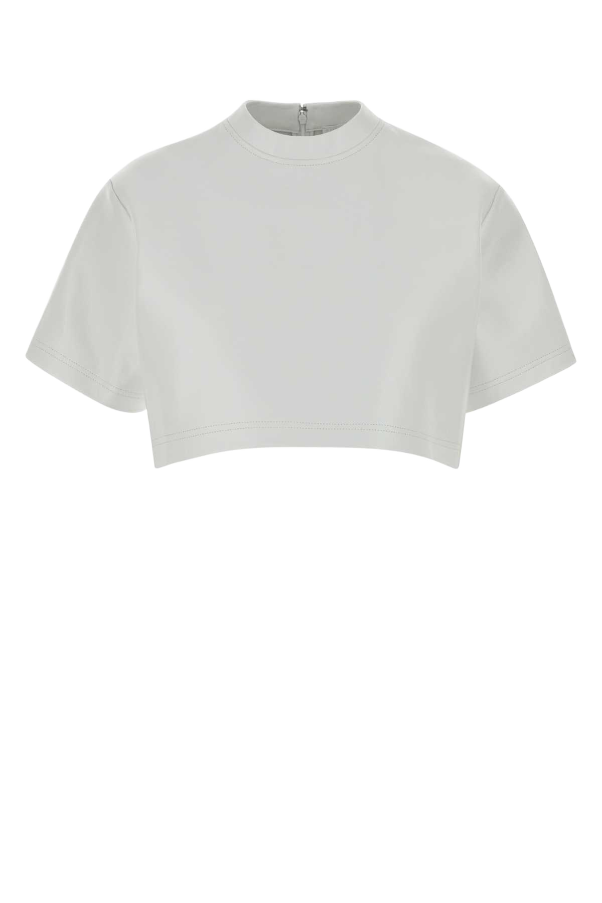 White Leather Crop-Top Exterior: Lamb T-shirt