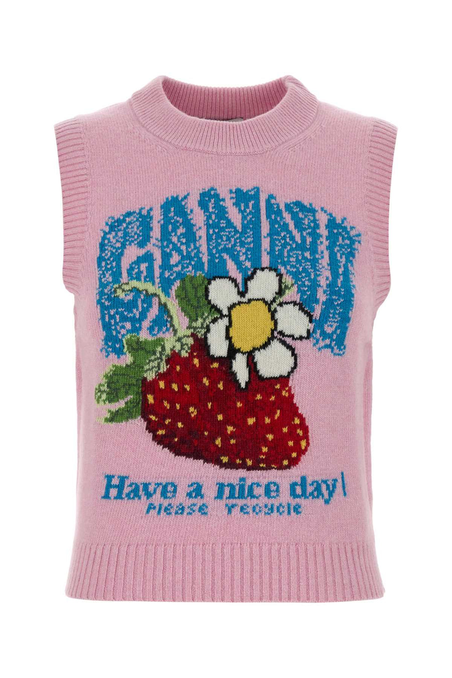 Ganni Wool 45% Wool tank top in pink