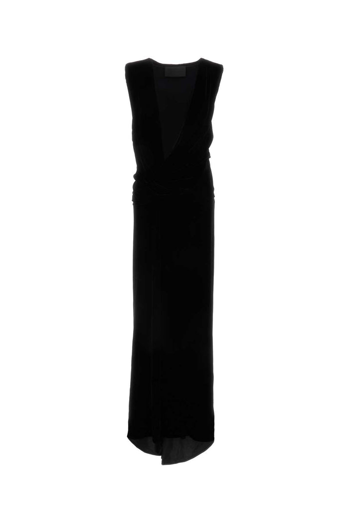 Black Velvet Long Dress Nero Exteiror: Viscose Silk Abiti Lunghi