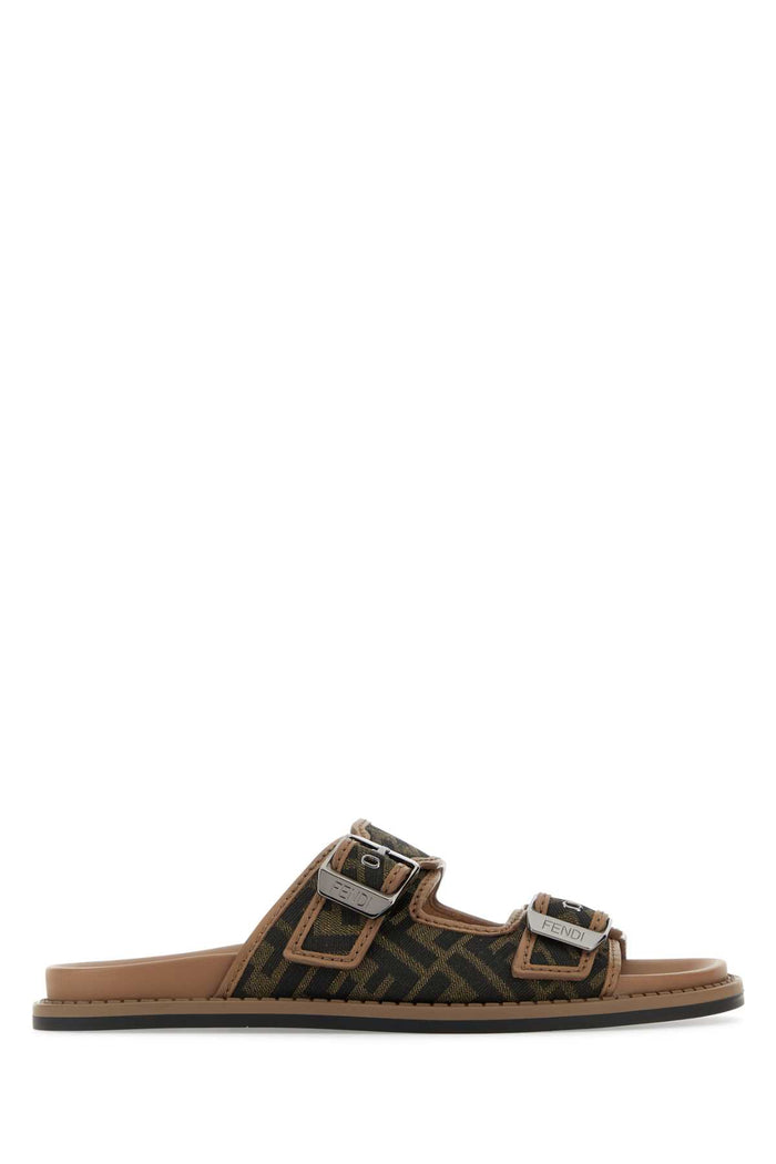 Embroidered Canvas Fendi Feel Slippers Tabacconerosand