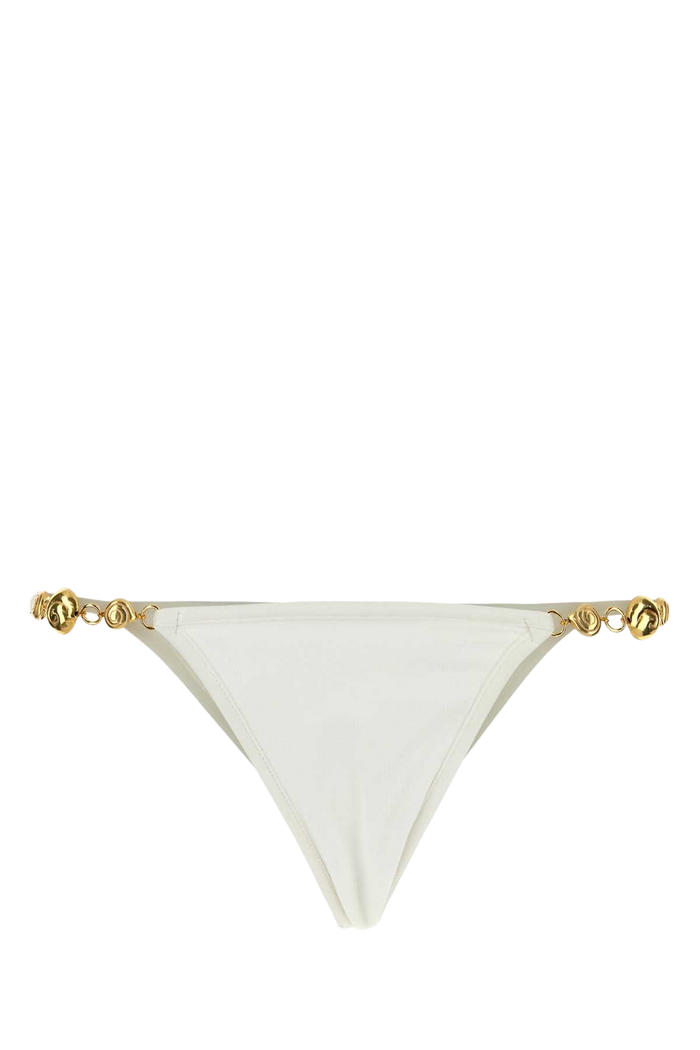 White Stretch Jersey Splash Bikini Bottom Whitesuede Costumi Da Bagno