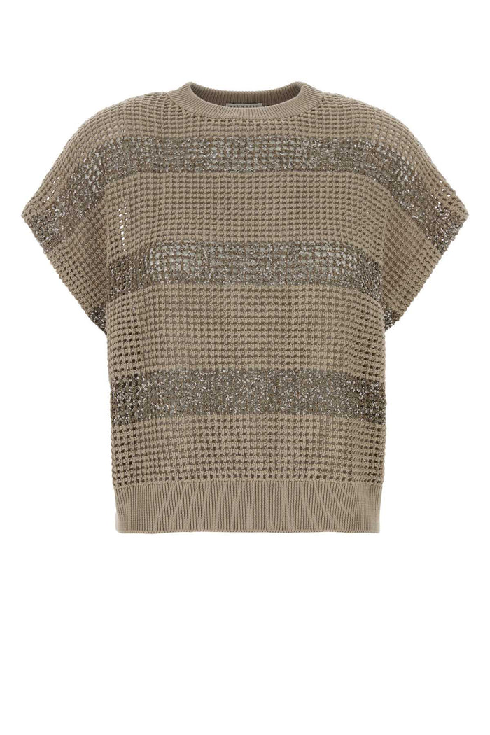 Two-Tone Knit Top Ckh72 Exterior: Cotton Maglieria