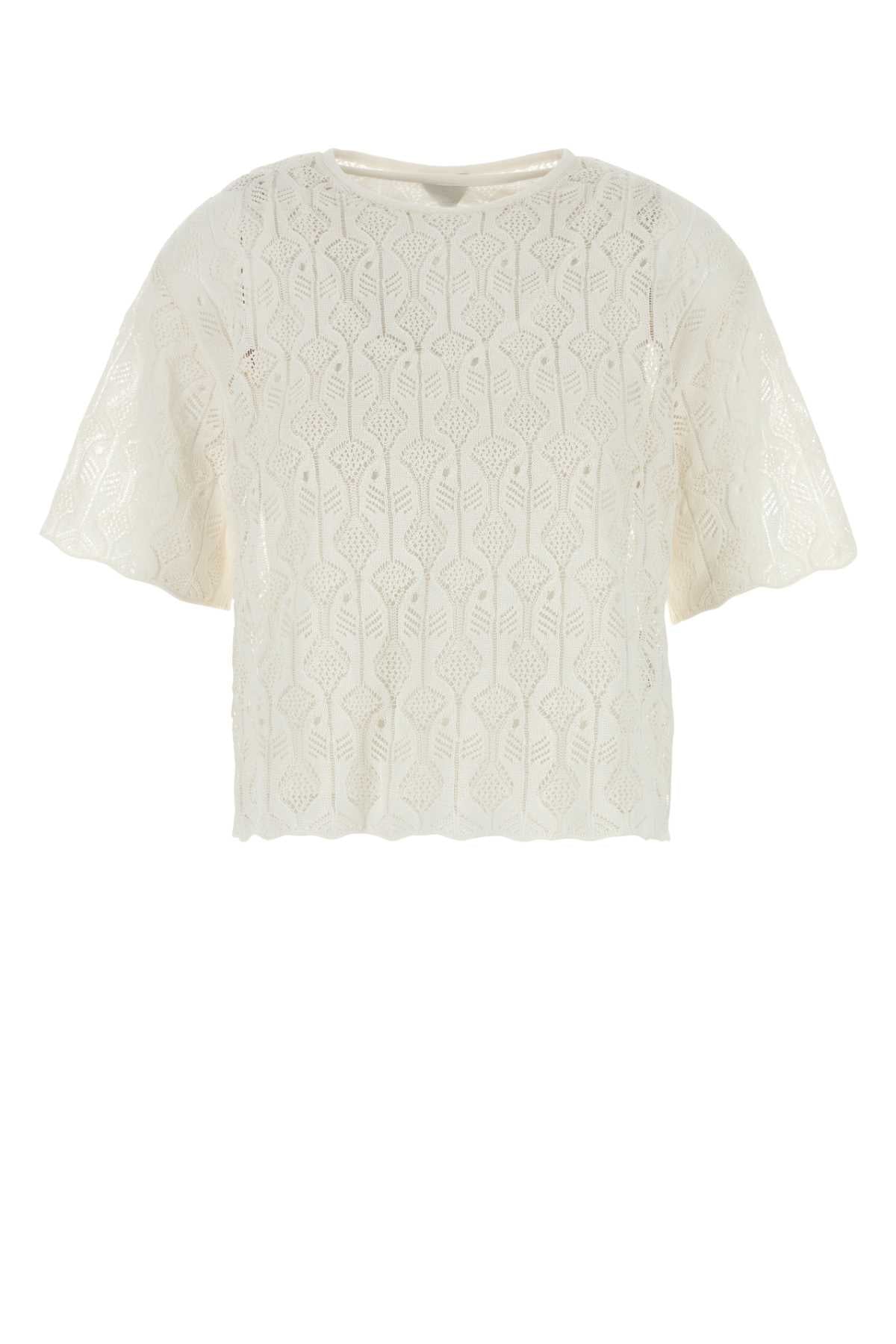 White Lace Fish Top Chalk Maglie