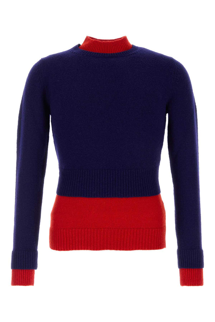 Two-Tone Wool Blend Sweater Haiti Exterior: Virgin Nylon Maglieria