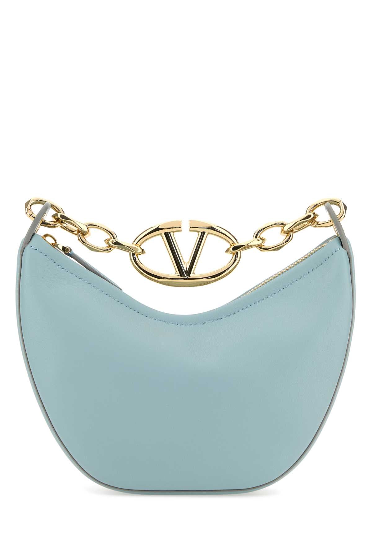 Light Blue Leather Mini Hobo Vlogo Moon Handbag Bluporcellana Borse A Mano