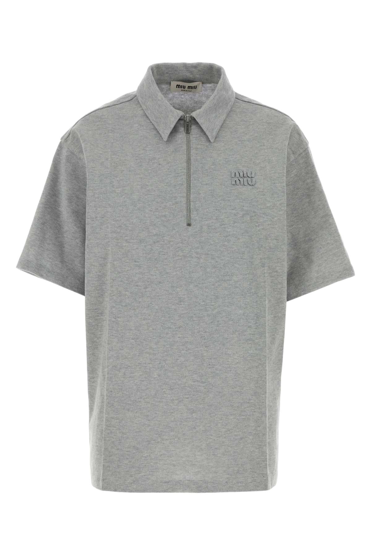 Grey Cotton Blend Oversize Polo Shirt Marmo Exterior: Polyester